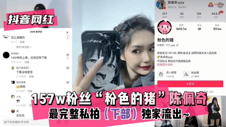 【抖音网红】粉丝“粉色的猪”陈佩奇最完整私拍（下部）独家流出! 海报